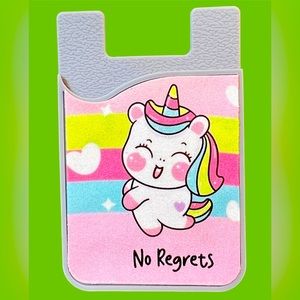 Unicorn No Regrets Silicone Phone Wallet Card Holder Silica Gel Pocket